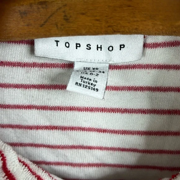 Topshop Terrycloth Stripe Button Up Polo in Red and White - Picture 6 of 8